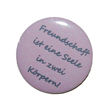 Button 25 mm mit Anstecknadel Spruch Freundschaft