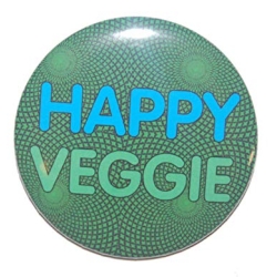 Kühlschrankmagnet Magnet 50mm rund Spruch Happy Veggie