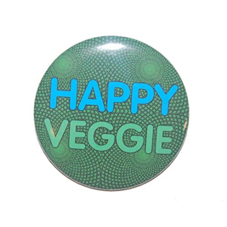 Kühlschrankmagnet Magnet 50mm rund Spruch Happy Veggie