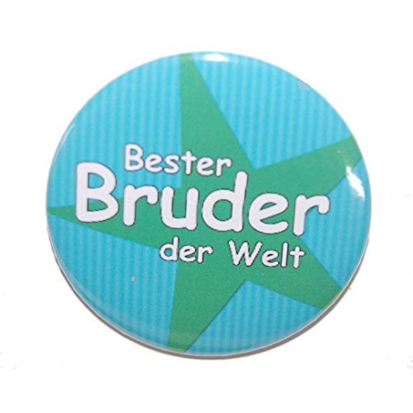 Button 50 mm mit Anstecknadel Spruch Bester Bruder der Welt