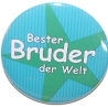 Button 50 mm mit Anstecknadel Spruch Bester Bruder der Welt