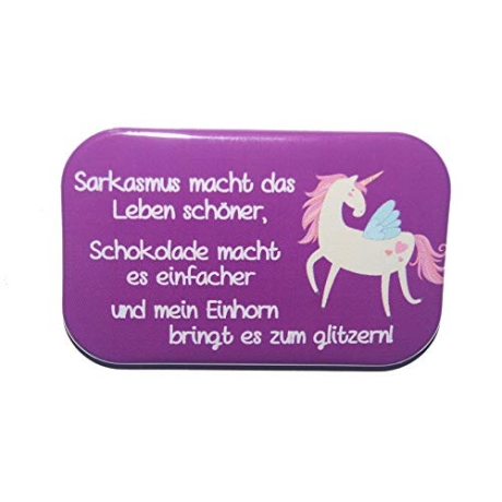 Button Rechteckig groß Spruch Einhorn Sarkasmus Glitzer