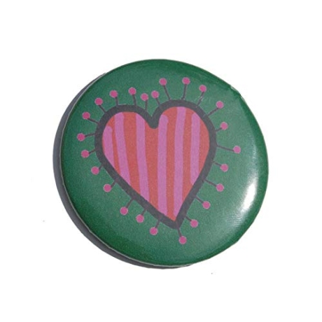 Button 50 mm mit Anstecknadel Motiv Herz Liebe