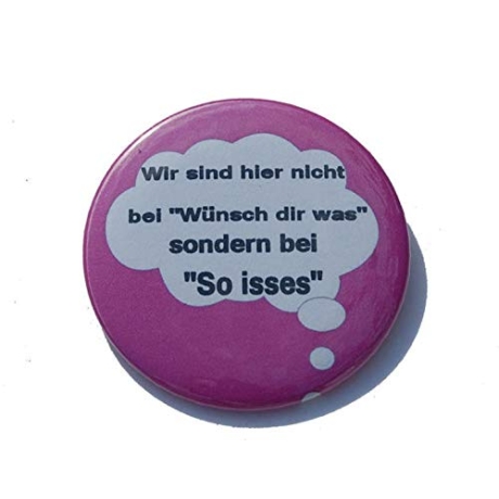 Button 50 mm mit Anstecknadel Spruch Wünsch dir was