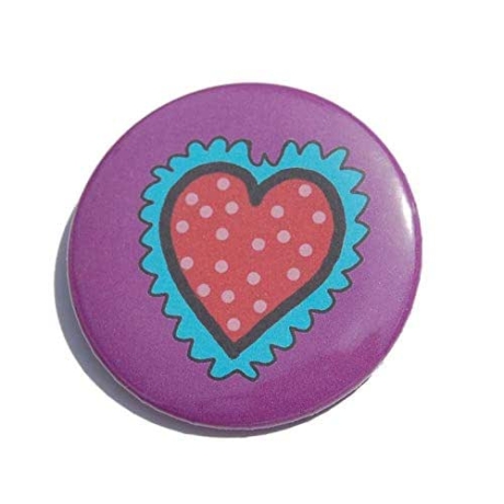 Button 50 mm mit Anstecknadel Motiv Herz Liebe