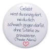 Button 50 mm mit Anstecknadel Zitat Geliebt Liebe