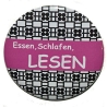 Button 50 mm mit Anstecknadel Spruch Essen Schlafen Lesen