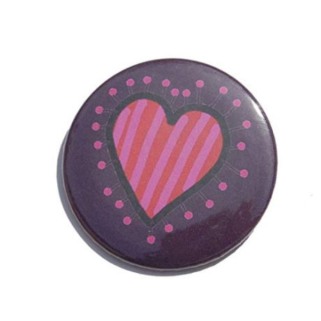 Button 50 mm mit Anstecknadel Motiv Herz Liebe