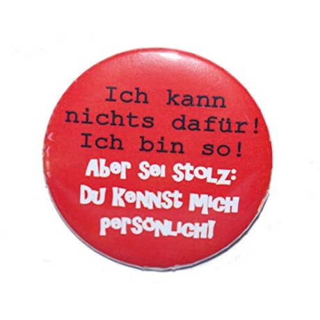 Button 25 mm mit Anstecknadel Spruch Ich kann nichts dafür