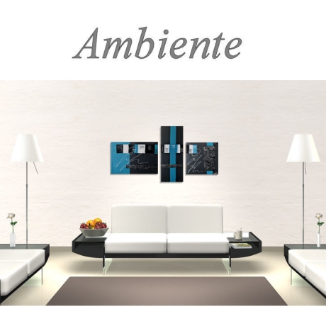 MK1 Art Bild Leinwand Abstrakt Kunst Malerei Acrylbild blau grau