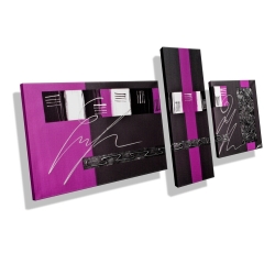 MK1 Art Bild Leinwand Abstrakt Kunst Malerei Acrylbild pink grau