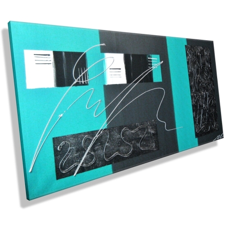 MK1 Art Bild Leinwand Abstrakt Kunst Malerei Acrylbild Türkis