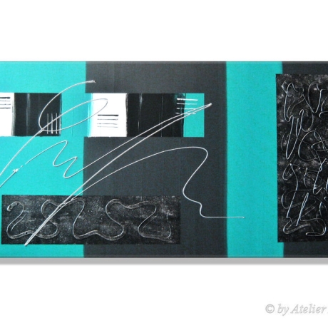 MK1 Art Bild Leinwand Abstrakt Kunst Malerei Acrylbild Türkis