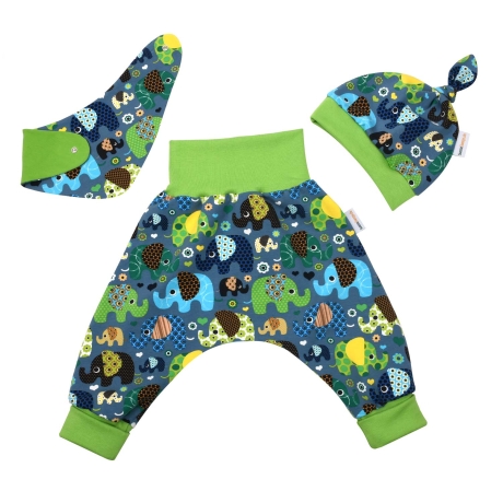 3-tlg Baby Pumphosen-Set Erstlingsoutfit Elefanten