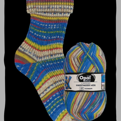Opal Hundertwasser 4er Edition, 4-fädige Sockenwolle, Farbe 422