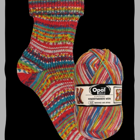 Opal Hundertwasser 4er Edition, 4-fädige Sockenwolle, Farbe 668
