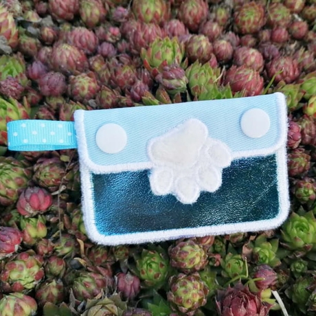 Stickdatei Täschchen Set Pfote mit Appli 8 Größen plus Anhänger 