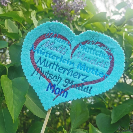 Mutterherz 3x Stickdatei Wortwolke Mama Mami Mutti Mütterchen