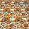 Stoff Baumwolle Jersey Teddy Bär Blumen cremeweiß orange beige