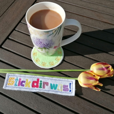 4x Stickdatei ITH Untersetzer Tulpe Ø 10 und 12 cm Stickdirwas