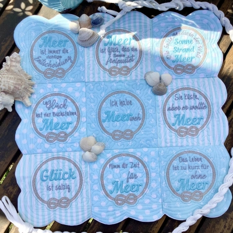 Ferberline Stickdatei Set ITH Untersetzer Meer 10x10