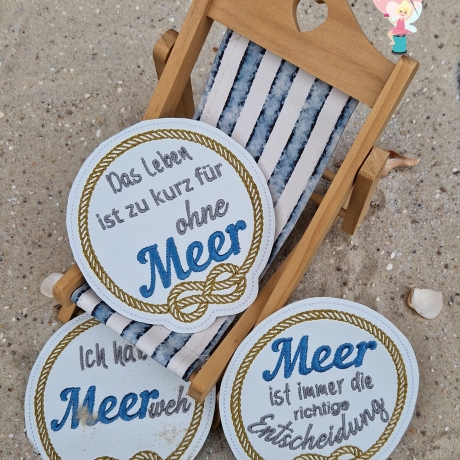 Ferberline Stickdatei Set ITH Untersetzer Meer 10x10