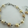 Kette Armband  Ohrringe Perlen Gold (442)
