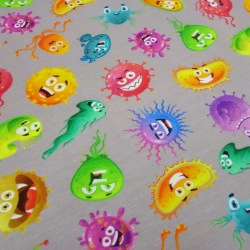 Stoff Baumwolle Jersey mit Monster Design grau multicolor bunt