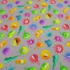 Stoff Baumwolle Jersey mit Monster Design grau multicolor bunt