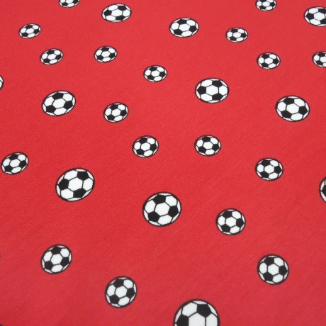 Stoff Baumwolle Jersey Fußball Fußbälle Bälle rot weiß schwarz