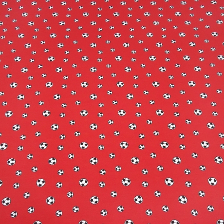 Stoff Baumwolle Jersey Fußball Fußbälle Bälle rot weiß schwarz