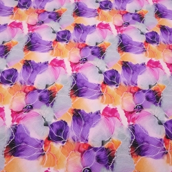 Stoff Baumwolle Jersey Blumen Blüten Design lila orange pink rosa