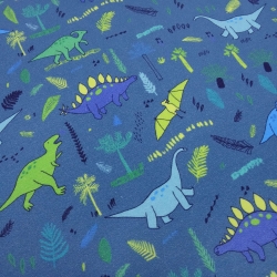 Stoff Baumwolle French Terry Dino Dinosaurier blau grün türkis