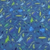 Stoff Baumwolle French Terry Dino Dinosaurier blau grün türkis