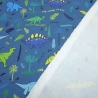 Stoff Baumwolle French Terry Dino Dinosaurier blau grün türkis