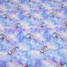 Stoff Baumwolle Jersey Einhorn Batik Himmel blau türkis rosa weiß