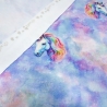 Stoff Baumwolle Jersey Einhorn Batik Himmel blau türkis rosa weiß
