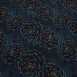 Stoff Baumwolle Jersey Blumen Blüten Madita petrol-blau bunt