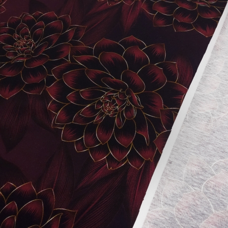 Stoff Baumwolle Jersey Blumen Blüten Madita Design bordeaux bunt