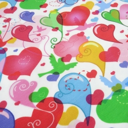 Stoff Baumwolle Jersey mit Herzen Vögel Design weiß multicolor