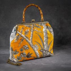 Handgemachte Tasche – Orange/Grau mit exotischem Naturmotiv