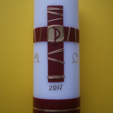 4501 Osterkerze weinrotes Kreuz