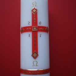 4503 Osterkerze Kreuz rot