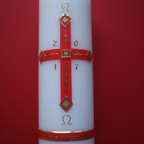 4503 Osterkerze Kreuz rot