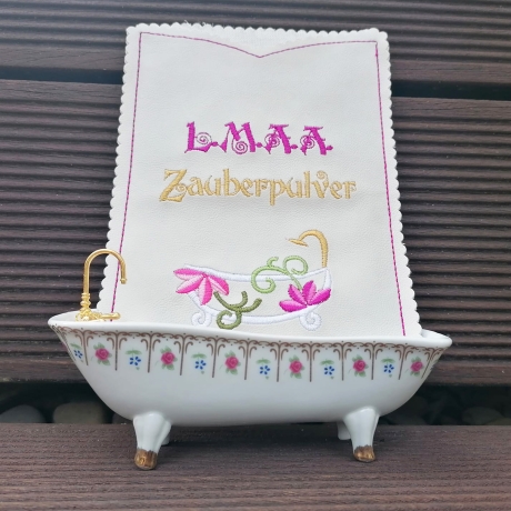 Badezauber Hülle für Badesalz 3x Stickdatei Badewanne Text Blanko