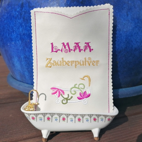 Badezauber Hülle für Badesalz 3x Stickdatei Badewanne Text Blanko
