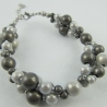 Kette Armband Ohrringe Miracle Perlen Grau Weiß (454)
