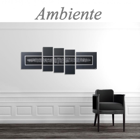 MK1 Art Bild Leinwand Abstrakt Kunst Malerei Acrylbild schwarz 3D