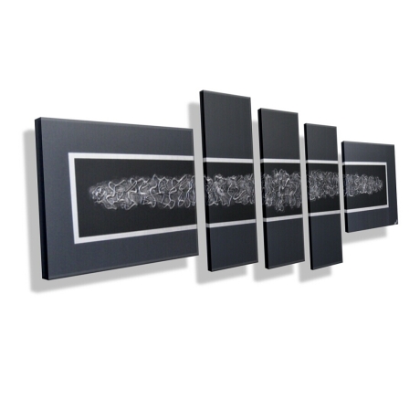 MK1 Art Bild Leinwand Abstrakt Kunst Malerei Acrylbild schwarz 3D