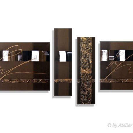 MK1 Art Bild Leinwand Abstrakt Kunst Malerei Acrylbild braun